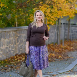 Sukně midi Plum Peony Queen | PachaMama.cz