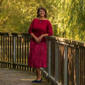 Sukně midi Red Peony Queen | PachaMama.cz