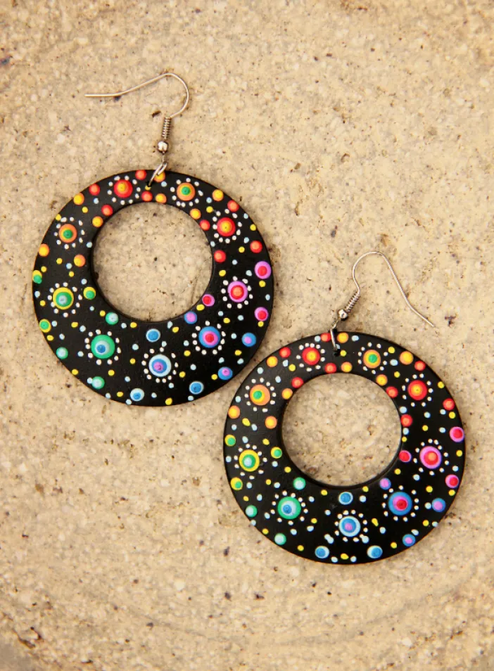 Dřevěné náušnice malované  | PachaMama.cz