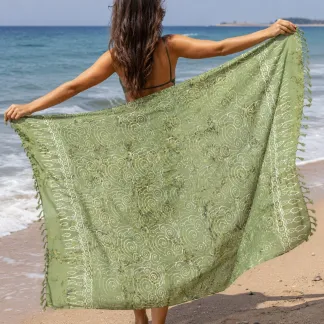 Sarong zelený se spirálami | PachaMama.cz