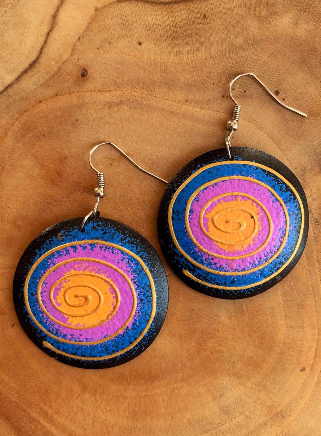 Dřevěné náušnice malované | PachaMama.cz