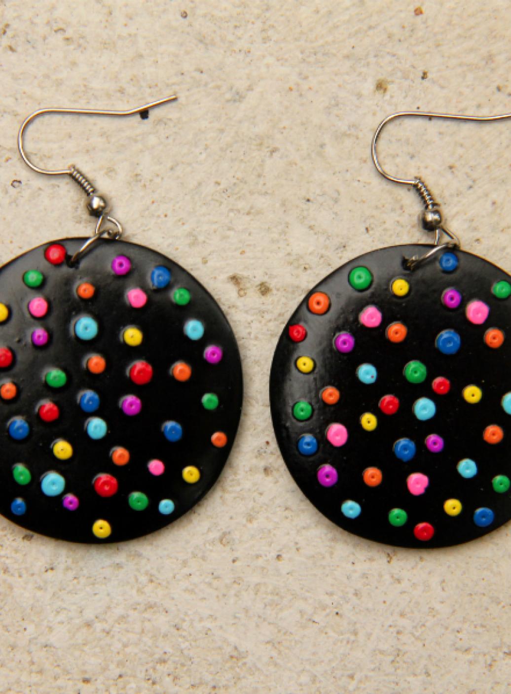 Dřevěné náušnice malované   | PachaMama.cz