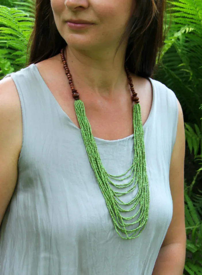 Náhrdelník Kasandra, hráškově zelený | PachaMama.cz